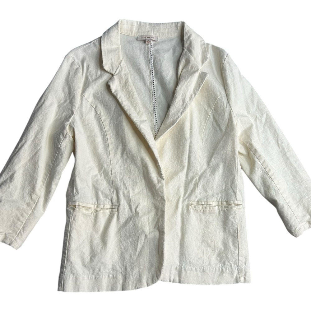 Skies Are Blue Women’s Cream Blazer Jacket Lightweight Open Front Size XL